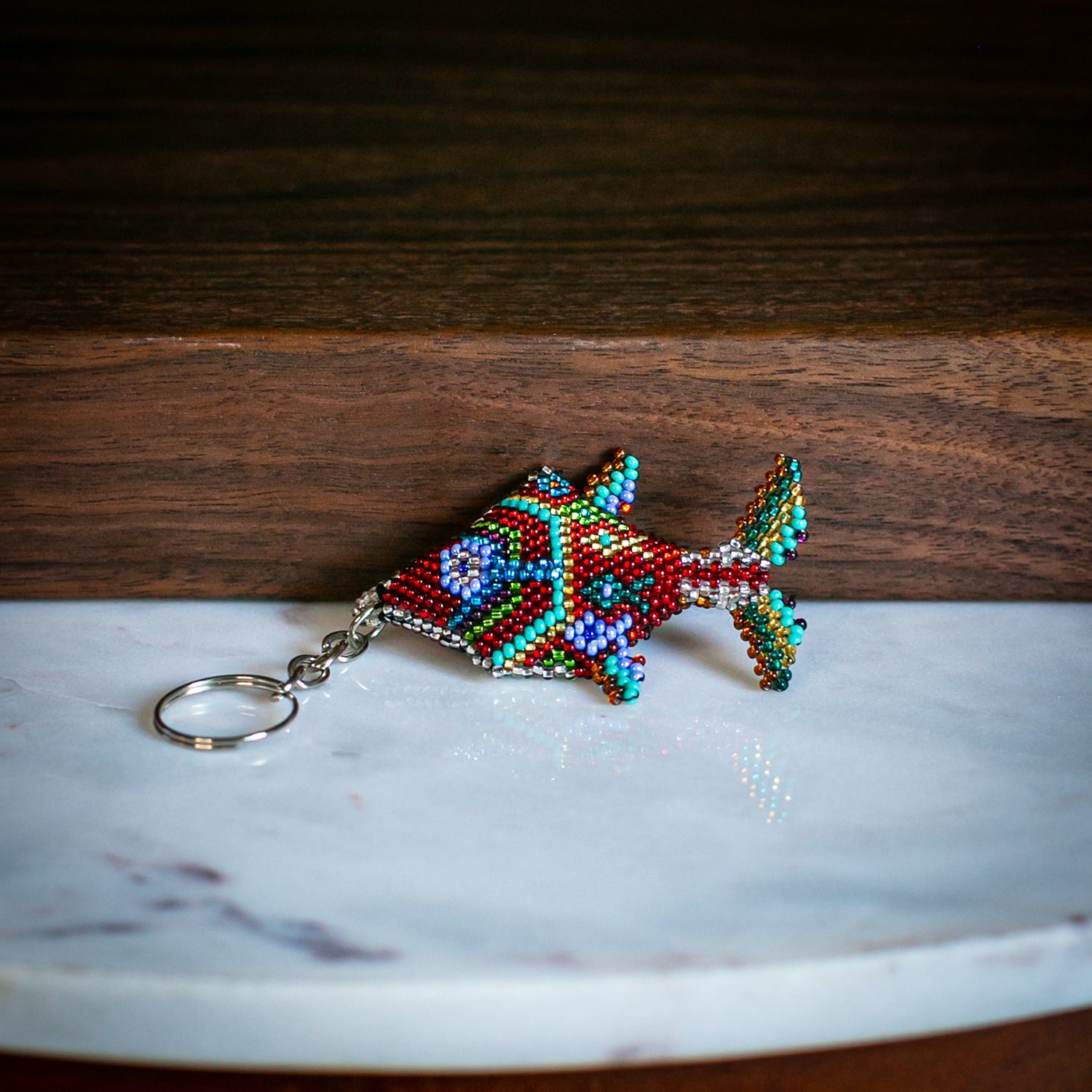 Lucia's Imports Hand-Beaded Fish Key Chain | Shop Fair Trade | Shop Lucia's at Lucia's World Emporium