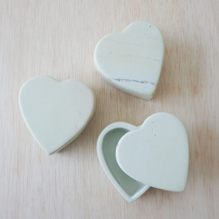 Natural Soapstone Heart Box