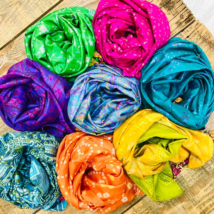 Upcycled Silk Sari Scarves