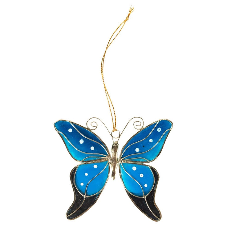 Blue Butterfly Capiz Ornament