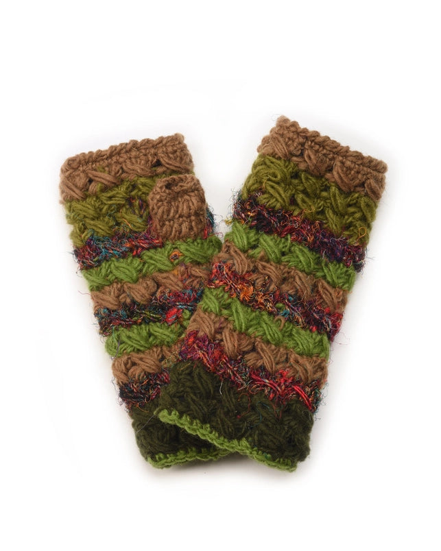 Crochet Fingerless Gloves with Silk