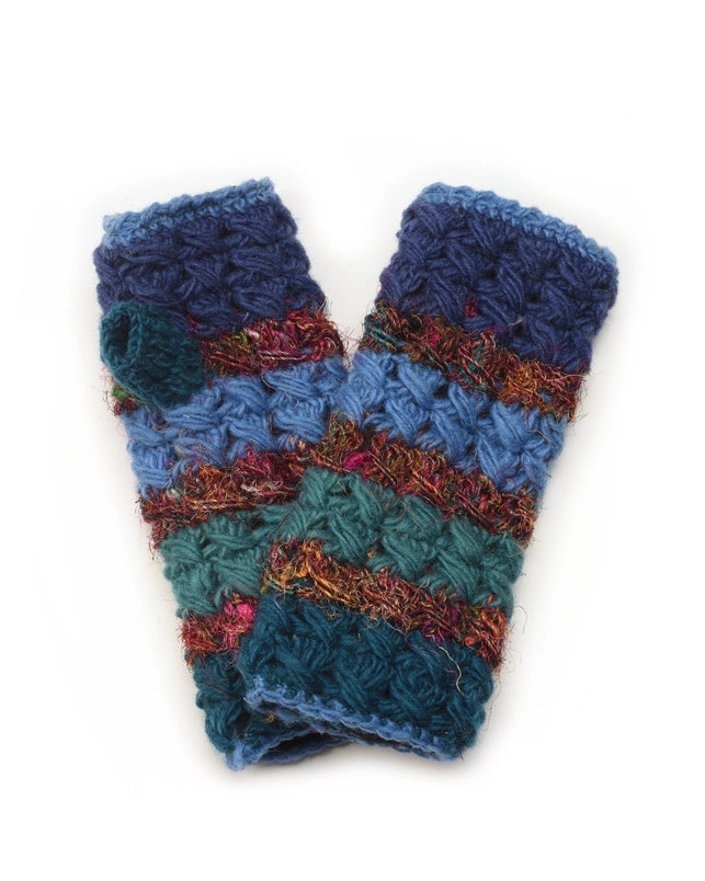 Crochet Fingerless Gloves with Silk