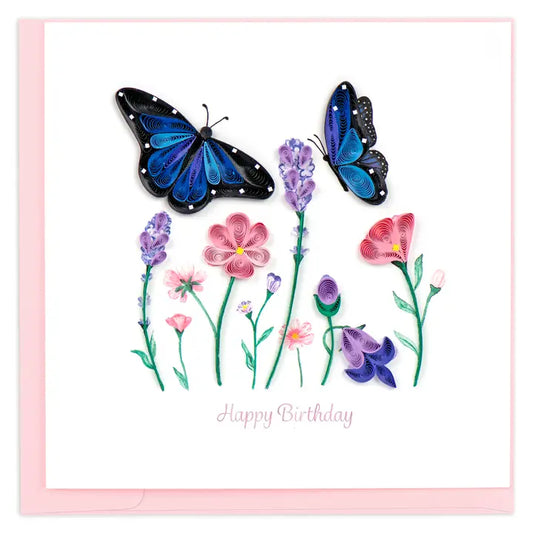 Birthday Flowers Butterfly Card