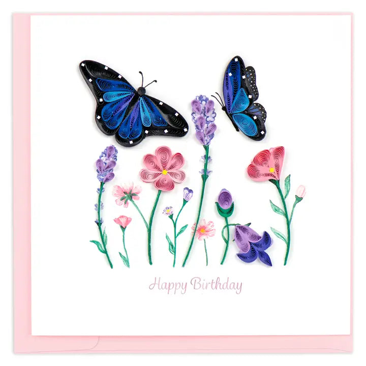 Birthday Flowers Butterfly Card