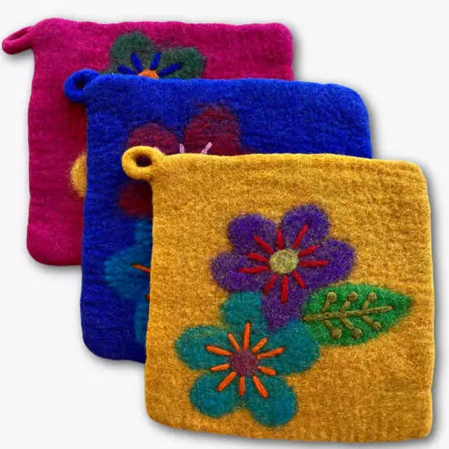 Felted Flower Potholder