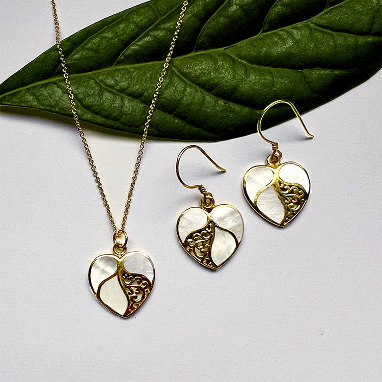 Mother of Pearl Heart Earrings