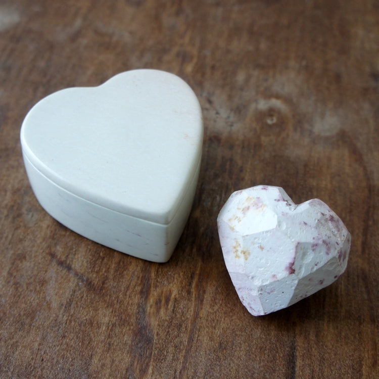 Natural Soapstone Heart Box