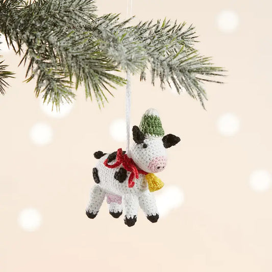 Crochet Christmas Cow Ornament