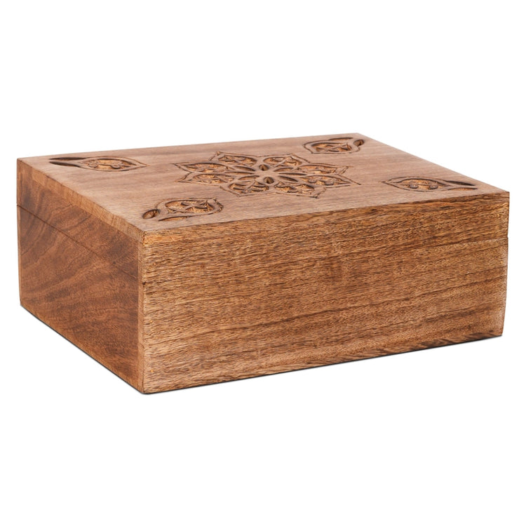 Serena Carved Mango Wood Keepsake Box