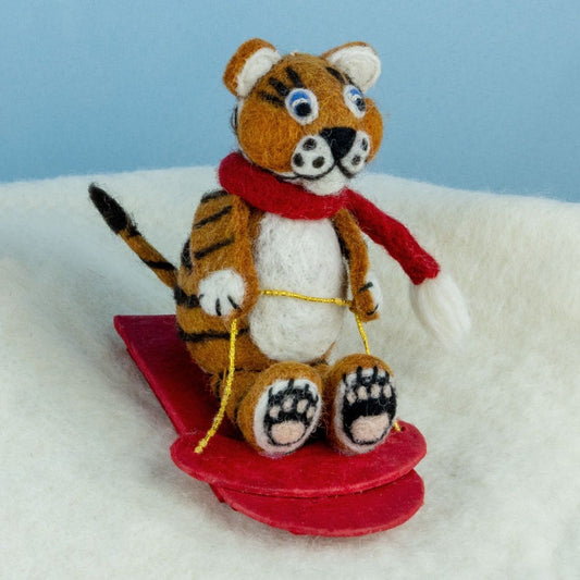 Sledding Tiger Ornament