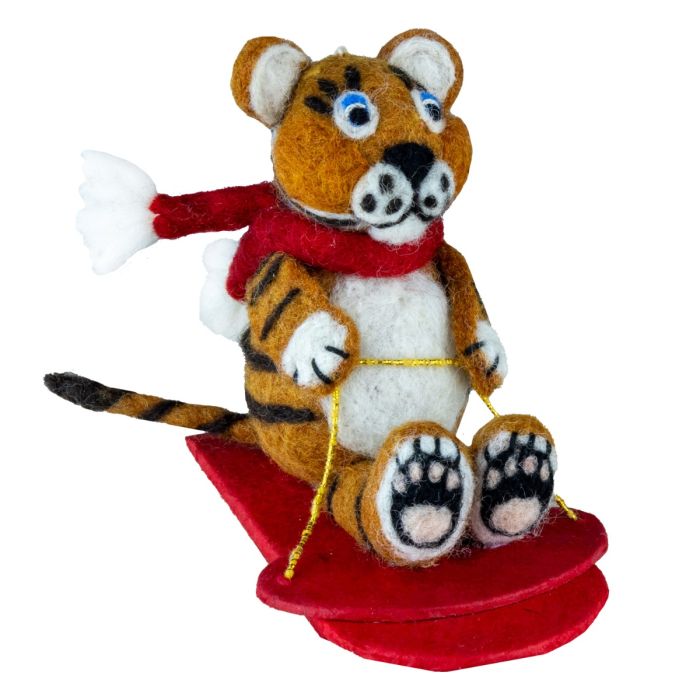 Sledding Tiger Ornament