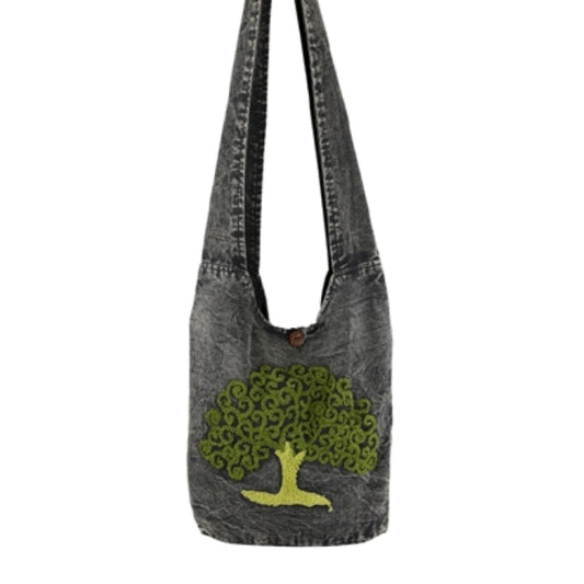 Tree of Life Stonewashed Crossbody Bag