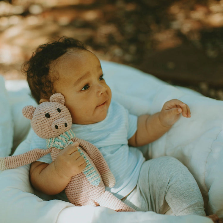 Crochet Pig Rattle Plush