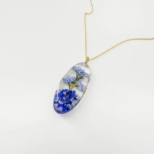 Forget-Me-Not & Lapis Lazuli Dew Drop Pendant