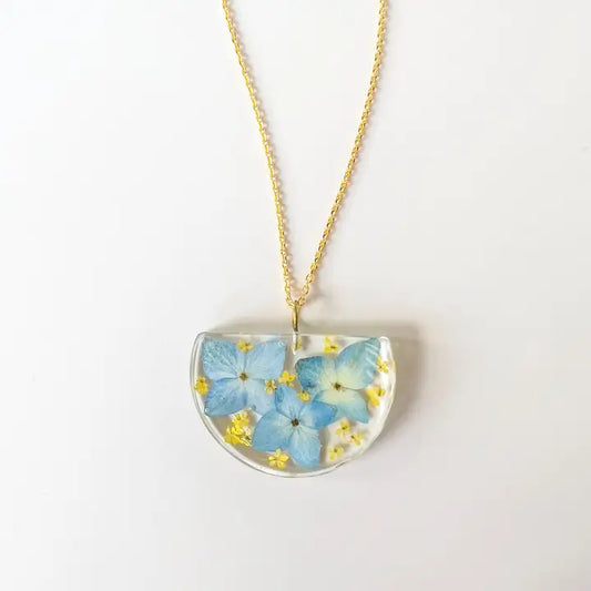 Half-Moon Ukraine Floral Pendant