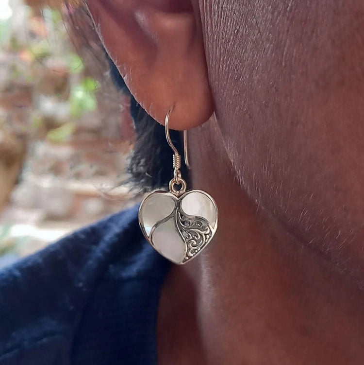 Mother of Pearl Heart Earrings