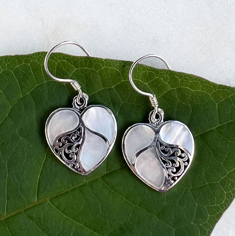 Mother of Pearl Heart Earrings