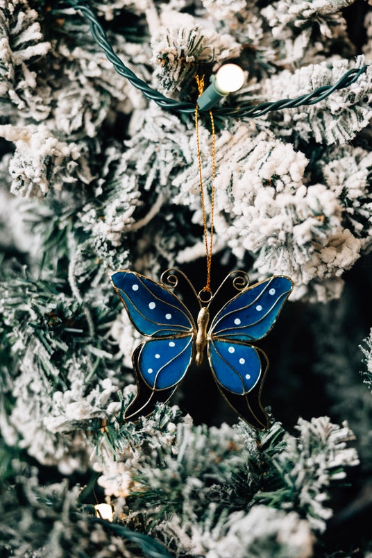 Blue Butterfly Capiz Ornament