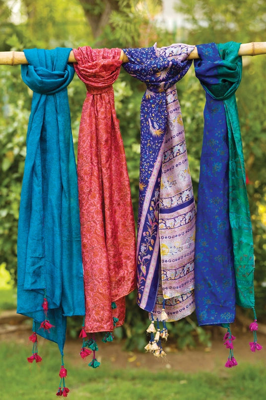 Upcycled Silk Sari Scarves