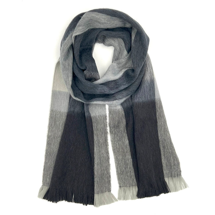 Alpaca Plaid Scarf - Steel