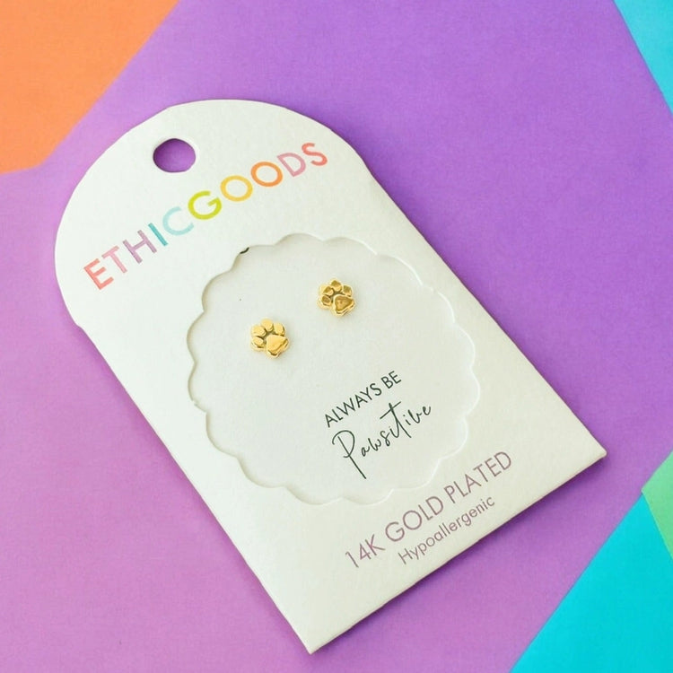 Paw Print Tiny Stud Earrings