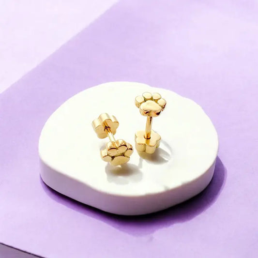 Paw Print Tiny Stud Earrings