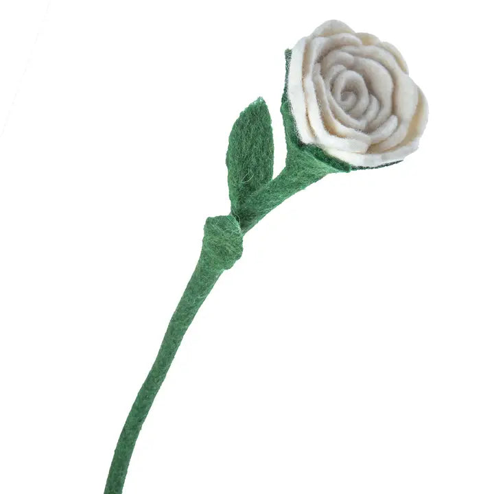 Felted White Rose