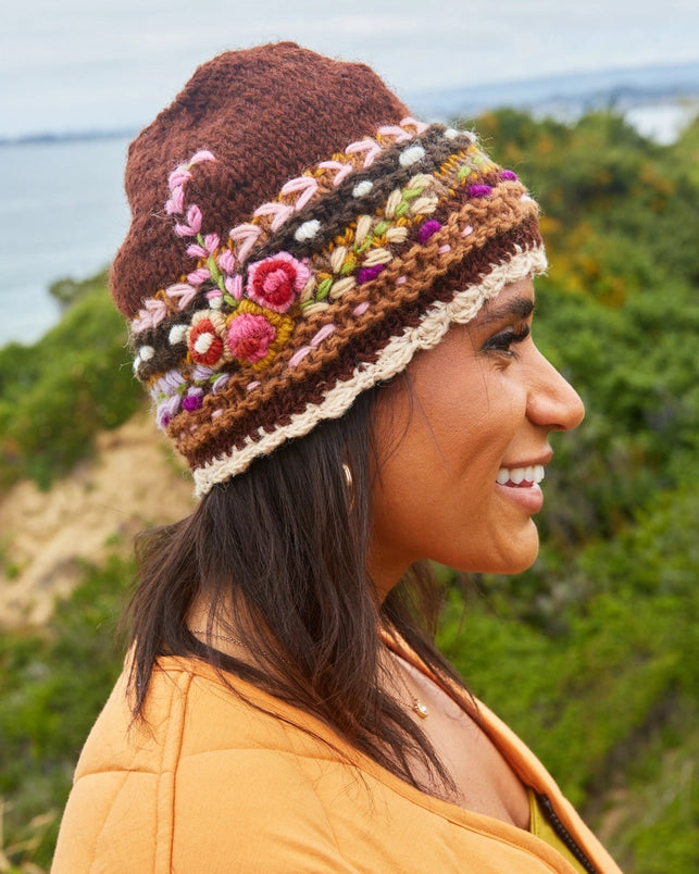 Flower Embroidered Beanie