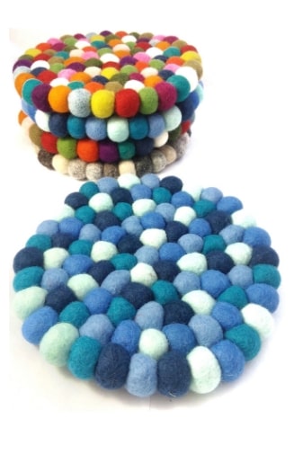 Round Felted Ball Trivet