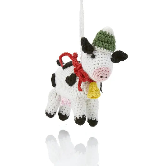 Crochet Christmas Cow Ornament