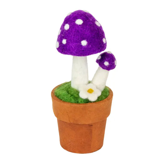 Potted Felt Mushrooms