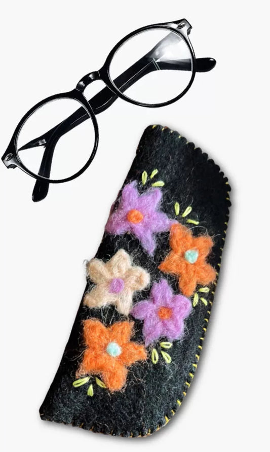 Floral Felted Eyeglass Case