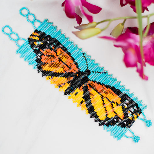 Butterfly Beaded Cuff Bracelet