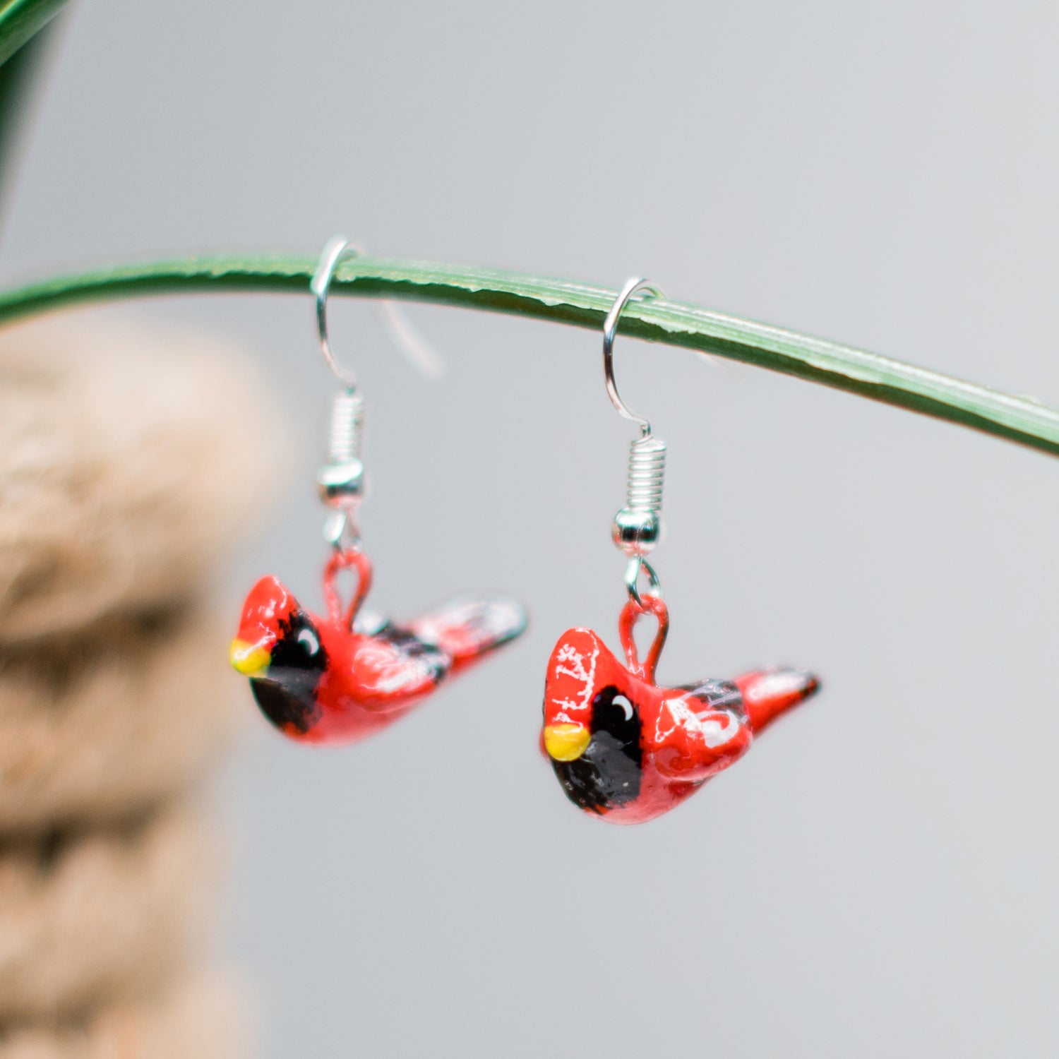 cardinal ceramic earring handmade fair trade 