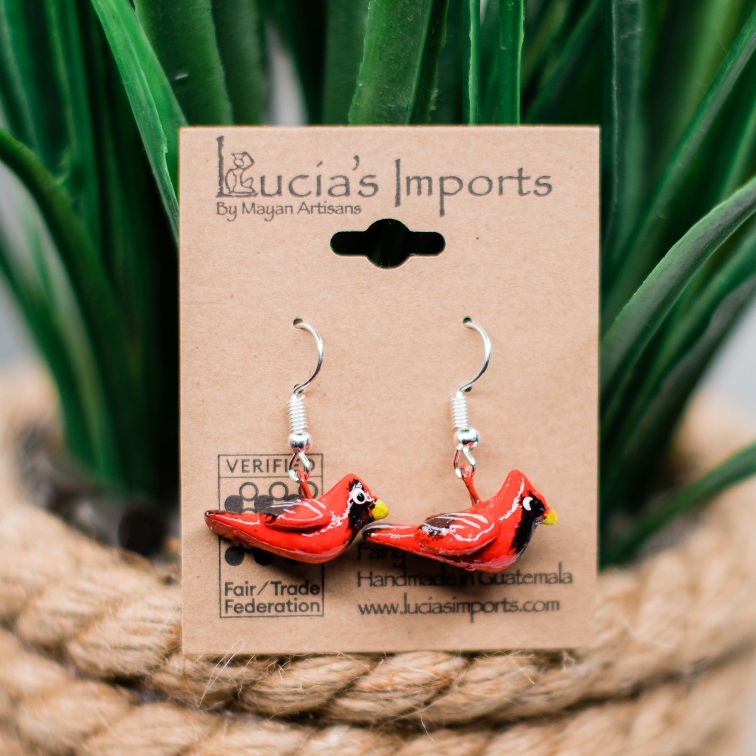 cardinal ceramic earring handmade fair trade 