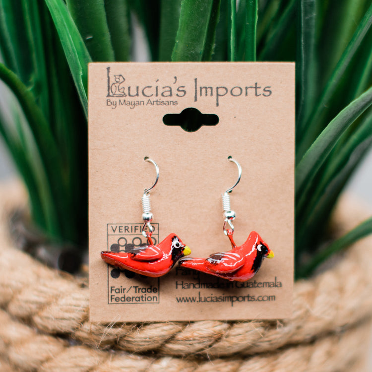 cardinal ceramic earring handmade fair trade 