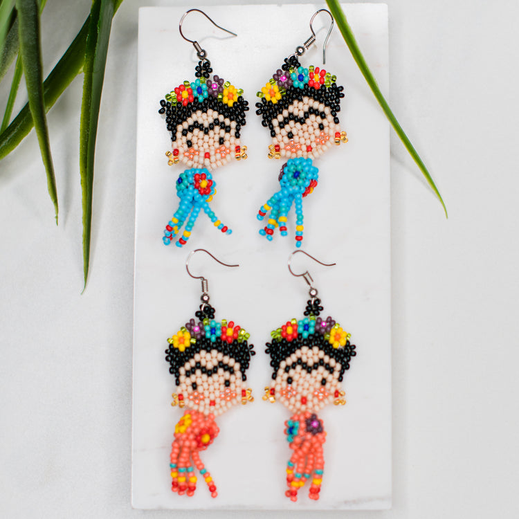 Dancing Frida Beaded Earrings