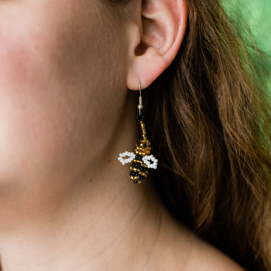 Beaded Bee Earrings