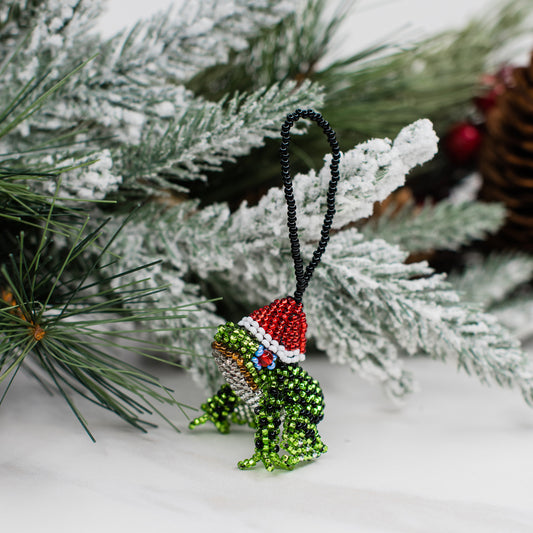 Guatemalan Santa Frog Beaded Ornament