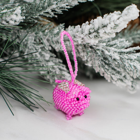 Flying Pig Beaded Ornament