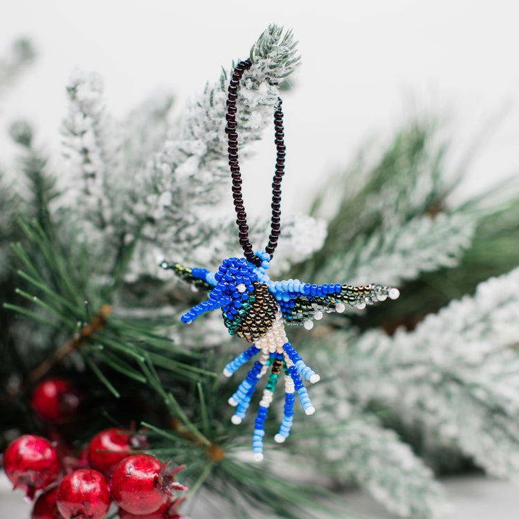 Guatemalan Beaded Hummingbird Ornament