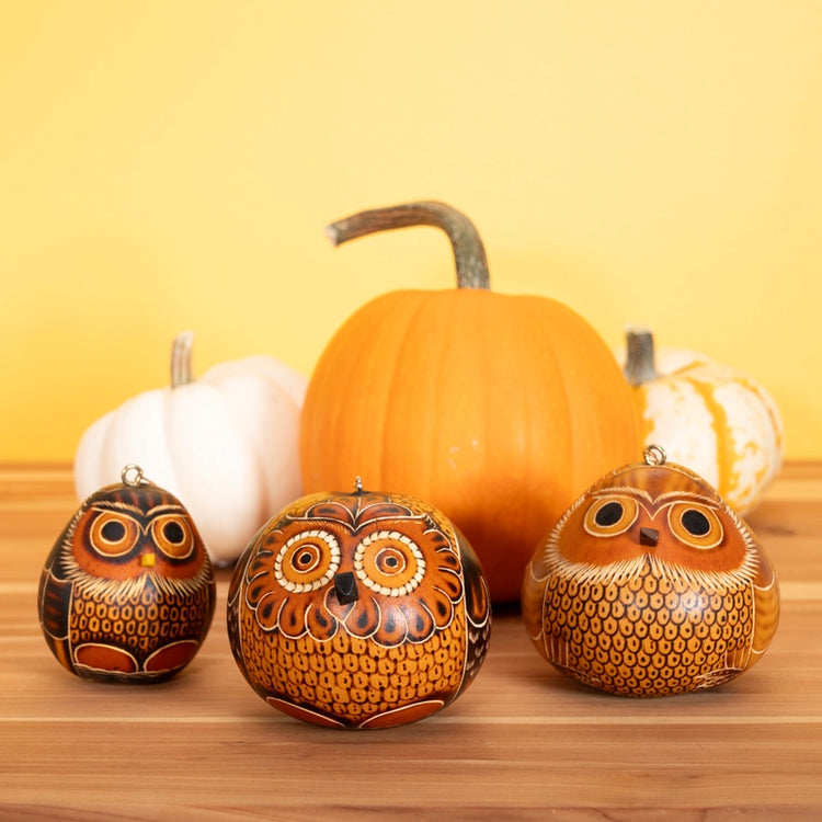 Large Owl Gourd Ornament