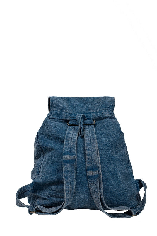 Denim Washed Tree of Life Fringe Backpack