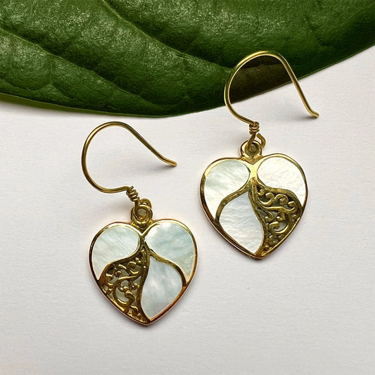 Mother of Pearl Heart Earrings