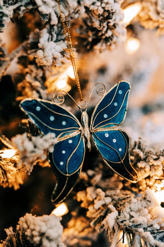 Blue Butterfly Capiz Ornament