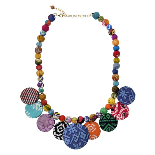 Kantha Fluid Disc Necklace