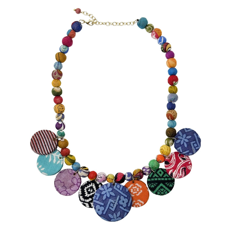 Kantha Fluid Disc Necklace