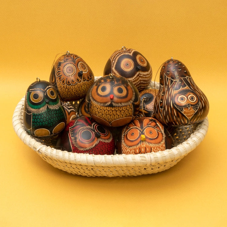 Large Owl Gourd Ornament