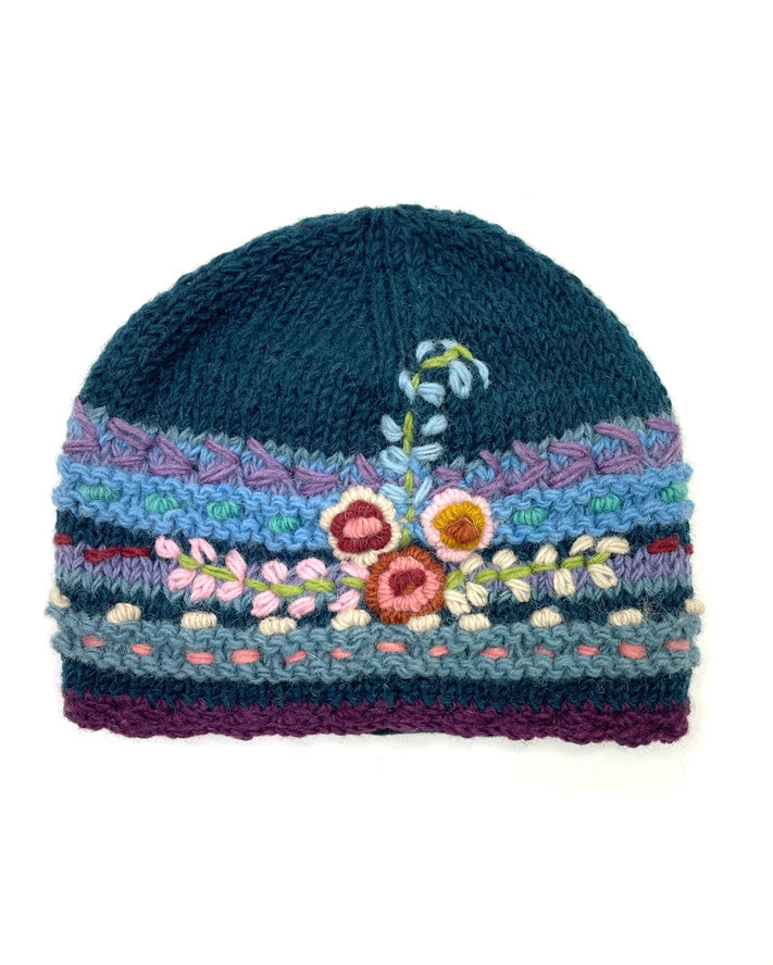 Flower Embroidered Beanie