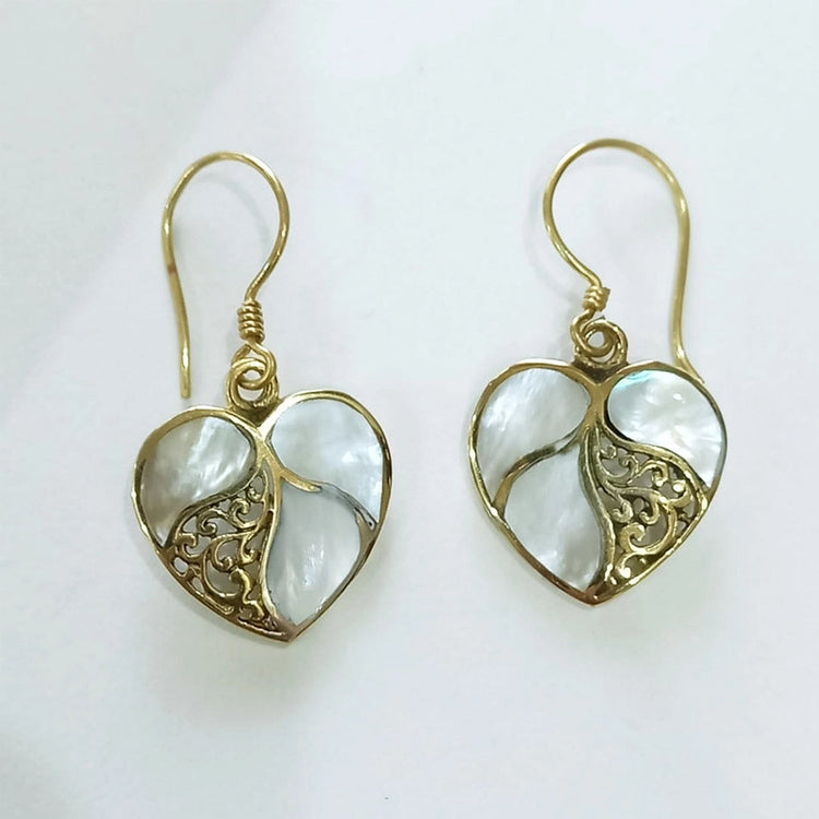 Mother of Pearl Heart Earrings